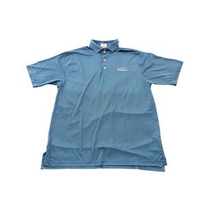 Fennec Mens Arcadia Bluffs Golf Polo Shirt Blue Houndstooth Short Sleeve Large